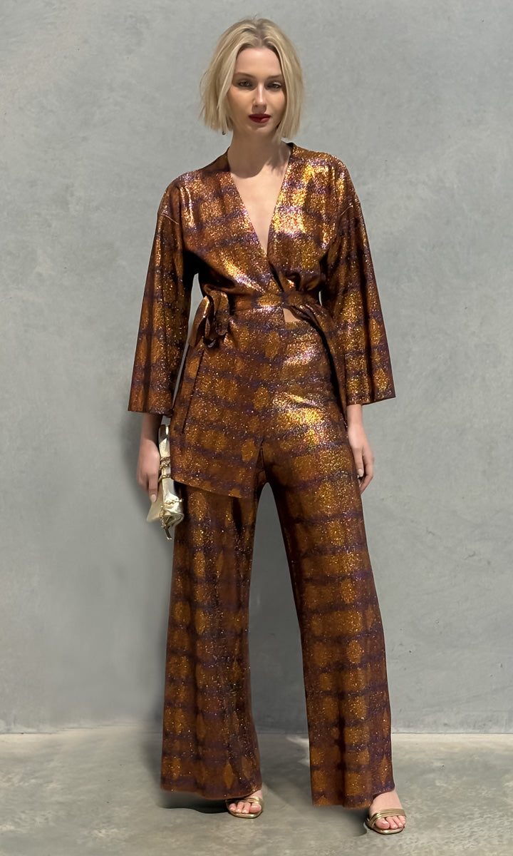Momoni Crosene  Kimono Jacket - Burnt  gold