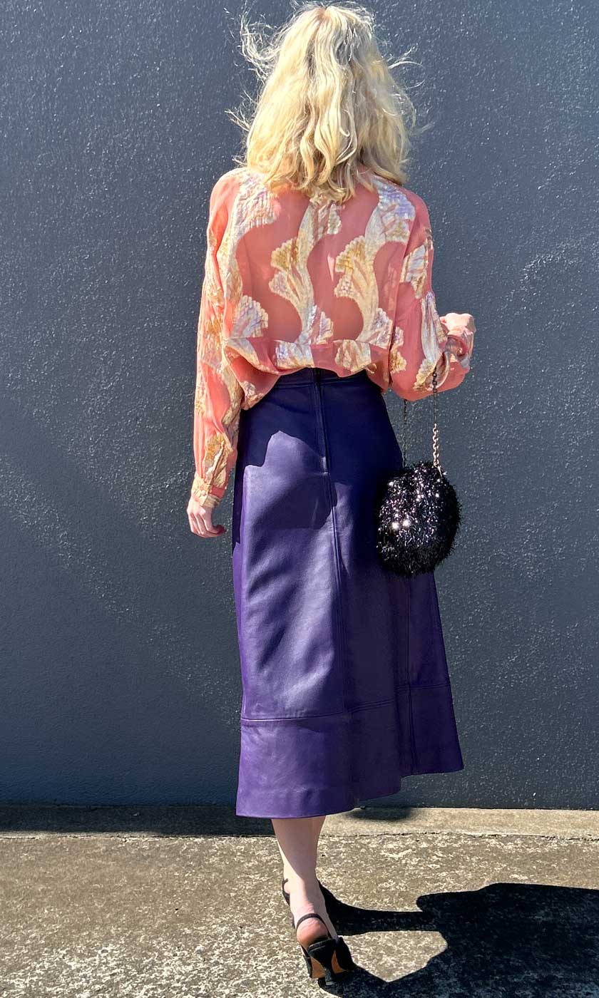 HOSS Cameron Leather Skirt - Lilac