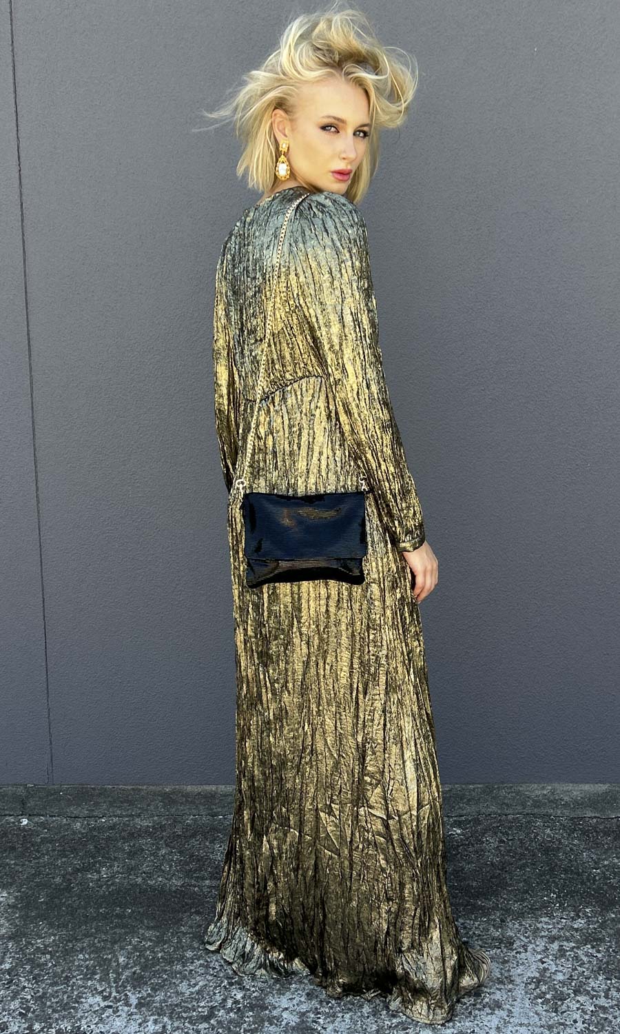 Momoni Ban Maxi Plisse Dark Gold Dress 10 Momoni Ban Maxi Plisse Dark Gold Dress 10
