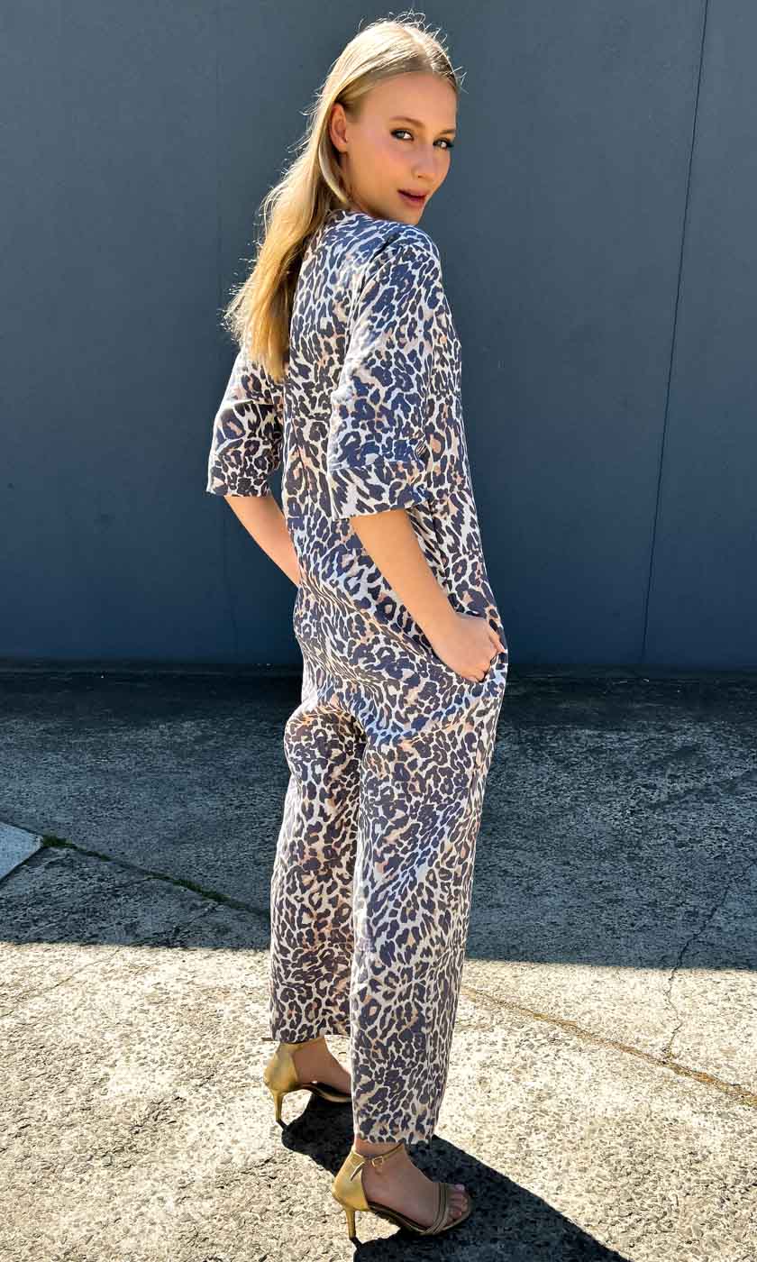 Hoss Linen Jumpsuit - Animal Print