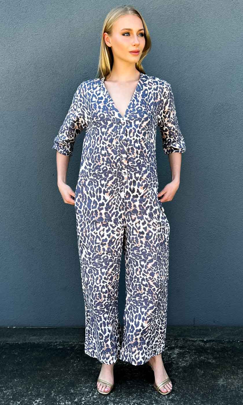 Hoss Linen Jumpsuit - Animal Print