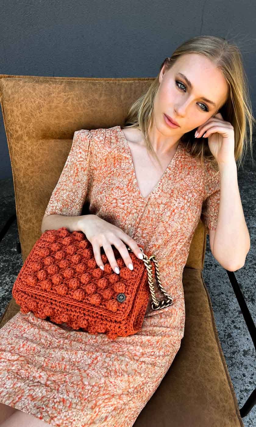 Miss Polyplexi Knitted Handbag - Burnt Orange