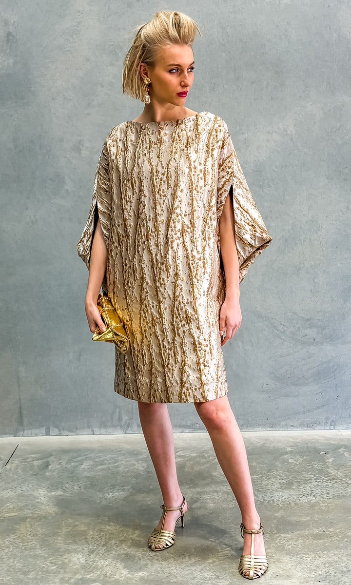 hoss  Romulus Brocade Wheat Cocktail Dress