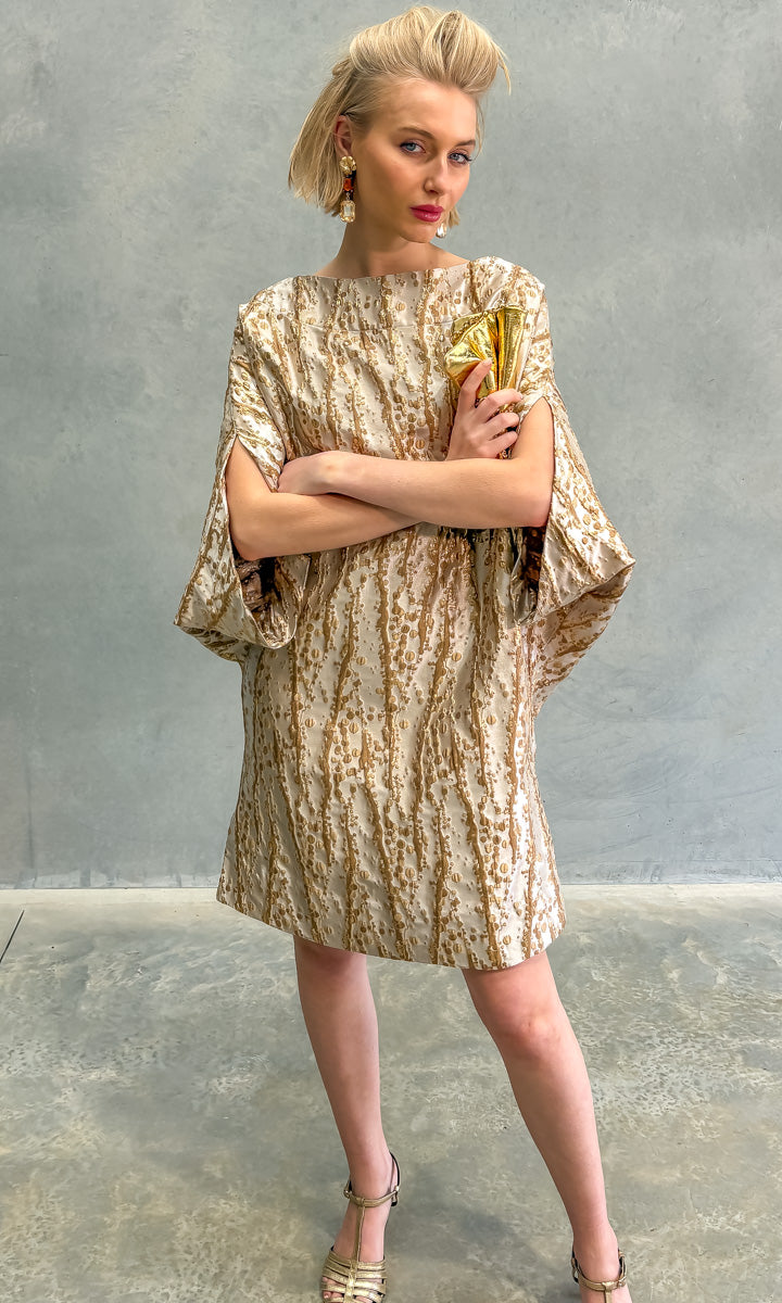 hoss  Romulus Brocade Wheat Cocktail Dress