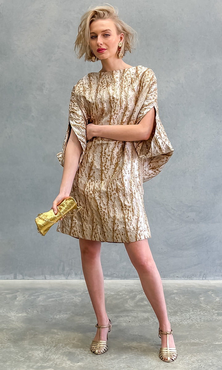 hoss  Romulus Brocade Wheat Cocktail Dress