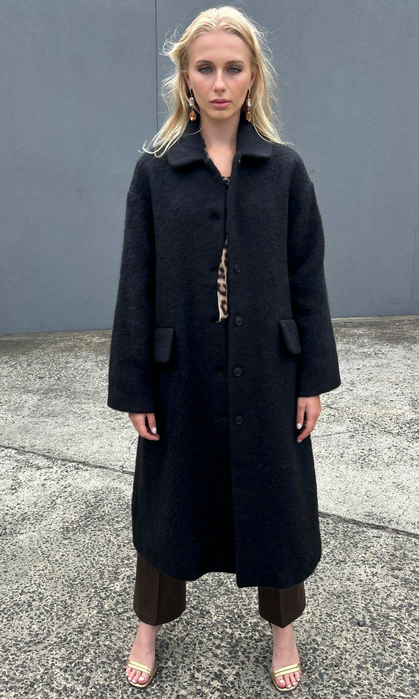 Beatrice B Alpaca/Wool Coat - Black