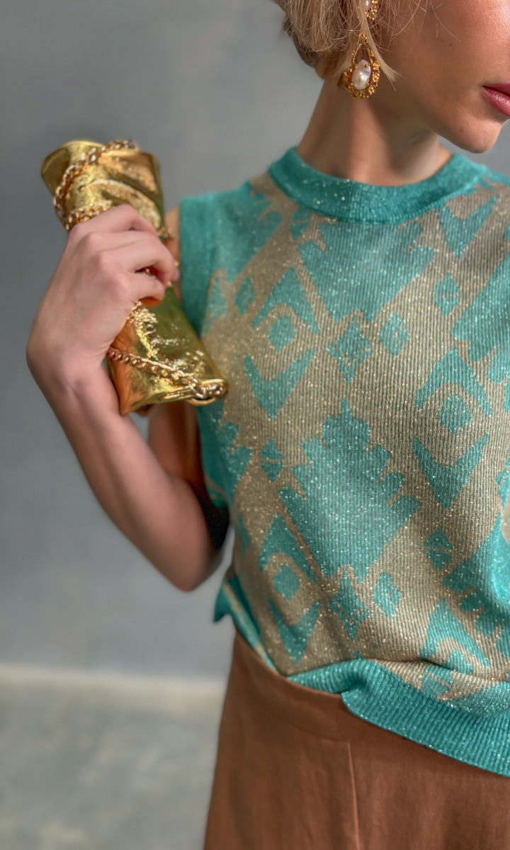 Momoni Amalfi Top - Aquamarine