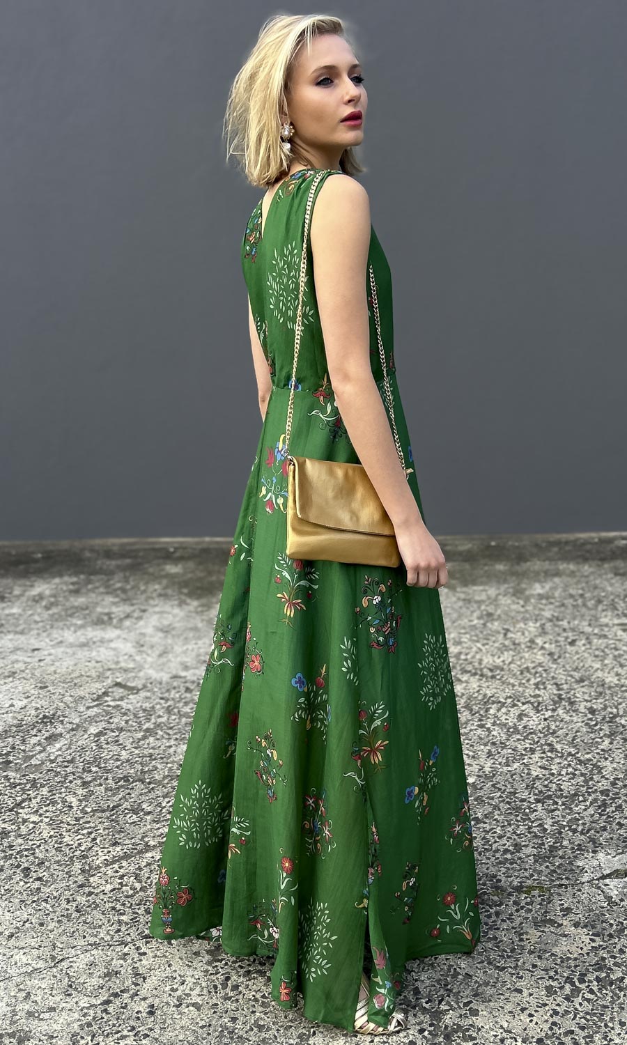 Cristina Stella Green Silk Mix Dress 10 Cristina Stella Green Silk Mix Dress 10