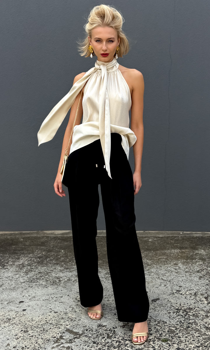 Hoss Jessica Scarf Tie Halter - Cream Gold Speckle