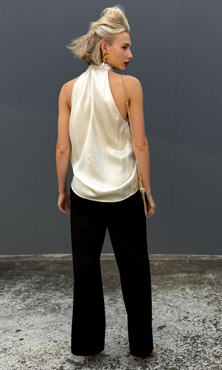 Liviana Conti Noir Felt Wool Trouser