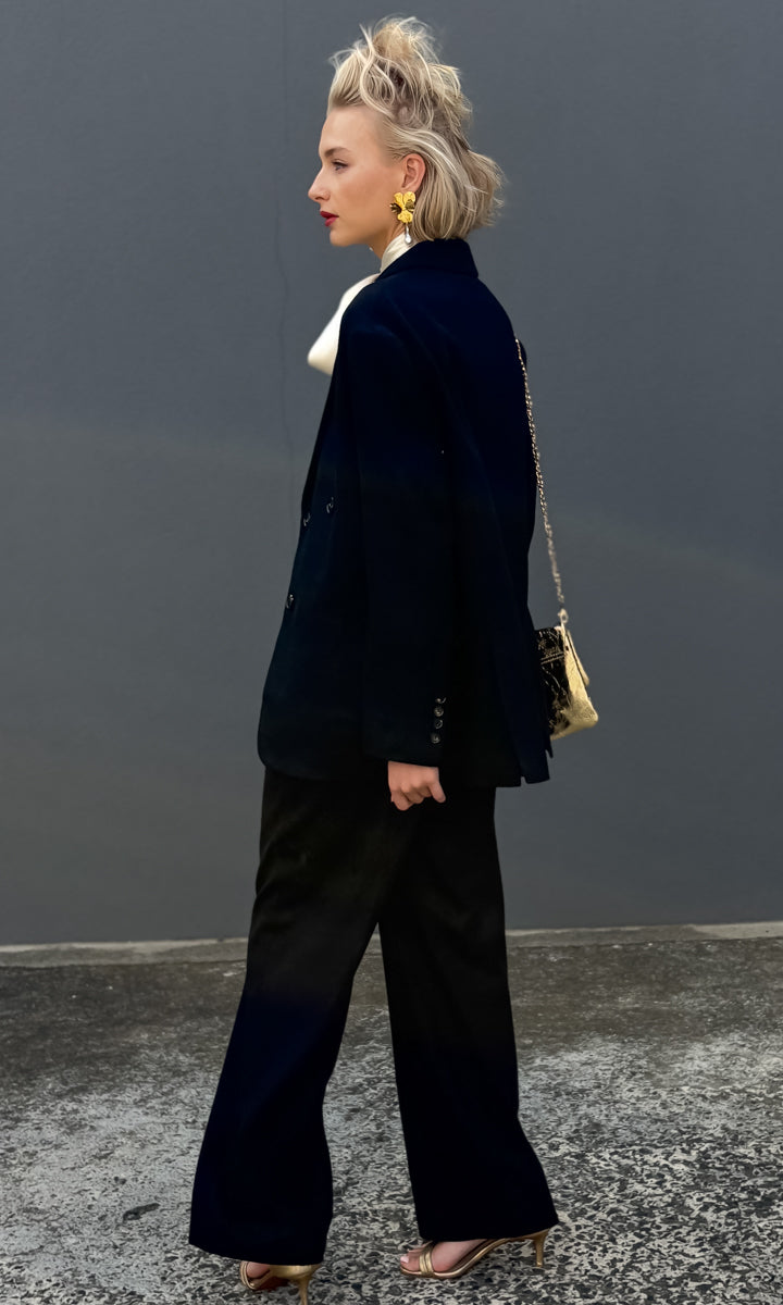 Liviana Conti Noir Felt Wool Trouser