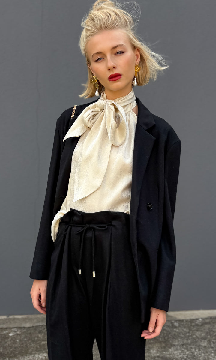 Hoss Jessica Scarf Tie Halter - Cream Gold Speckle