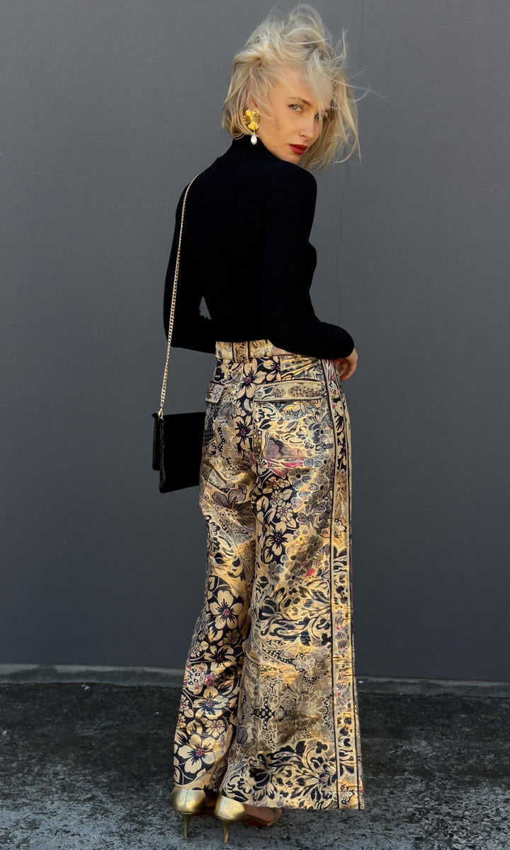 Mes Demoiselles Gold Flower Pant