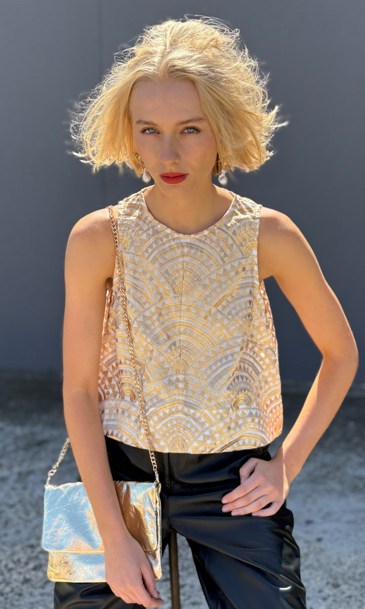Archaic Kori Labyrinth Tank - Gold/Cream