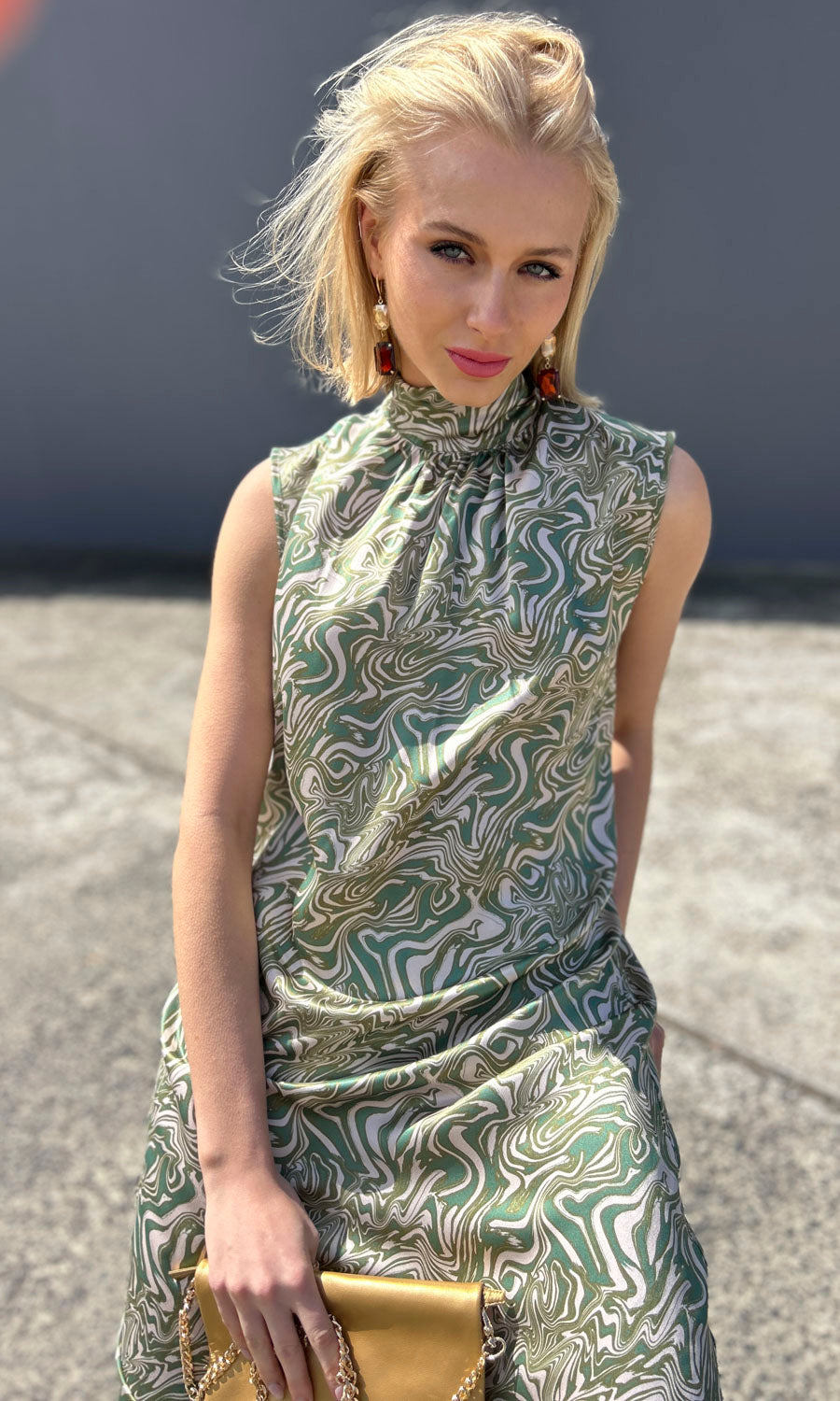 hoss Claudette Maxi Dress - Green Swirl Silk hoss Claudette Maxi Dress - Green Swirl Silk