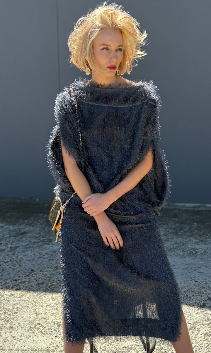 hoss Romulus Dress - Smokey Midnight Fringe