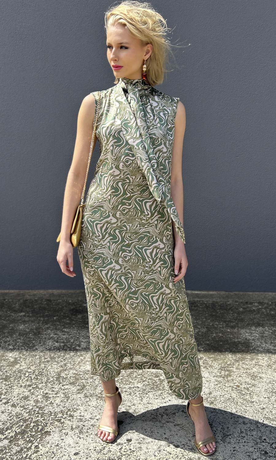 hoss Claudette Maxi Dress - Green Swirl Silk hoss Claudette Maxi Dress - Green Swirl Silk