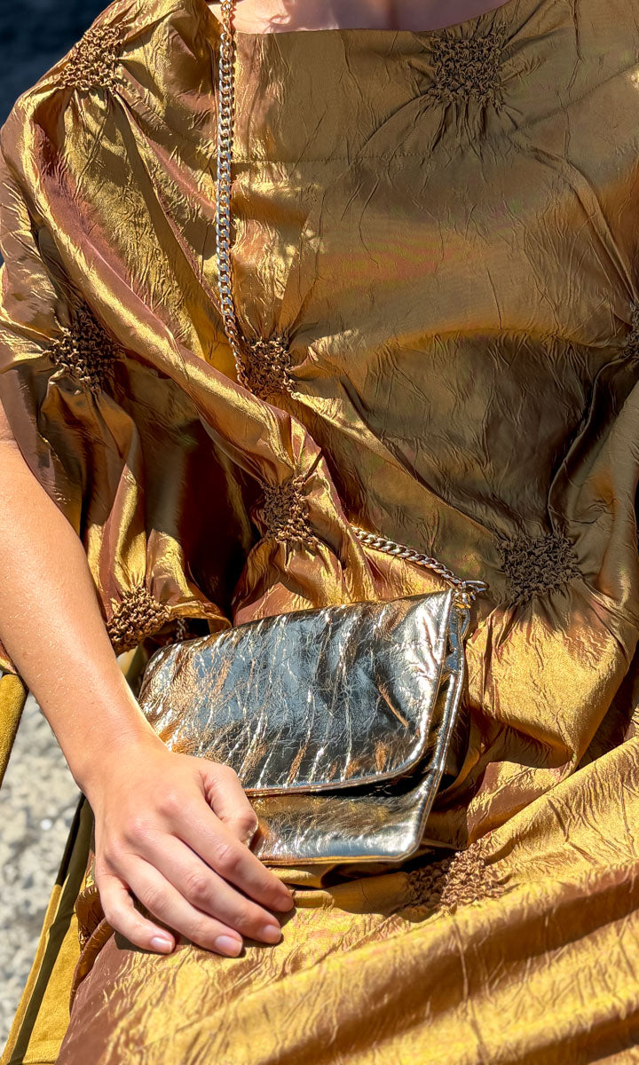 hoss Romulus Dress - Dark Gold Taffeta Stitch