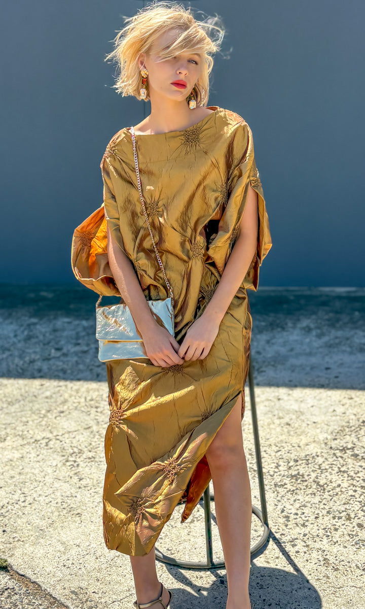 hoss Romulus Dress - Dark Gold Taffeta Stitch