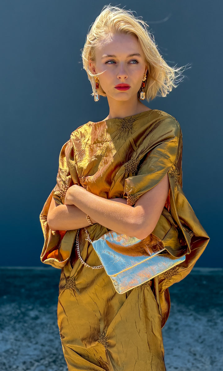 hoss Romulus Dress - Dark Gold Taffeta Stitch