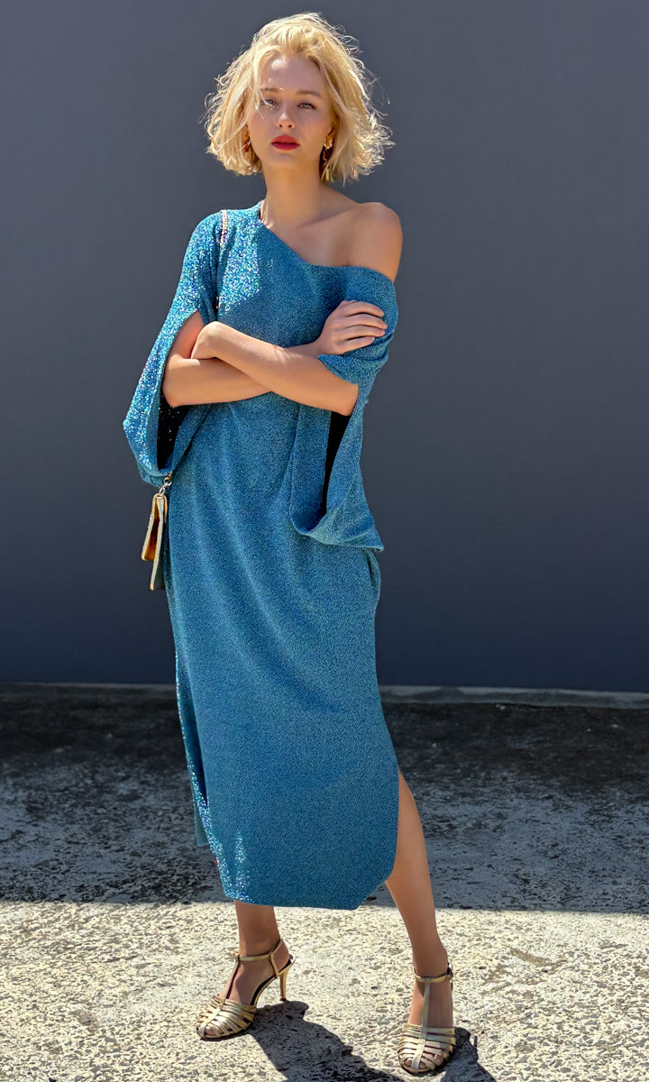hoss Aramis One Shoulder Dress - Blue Capri