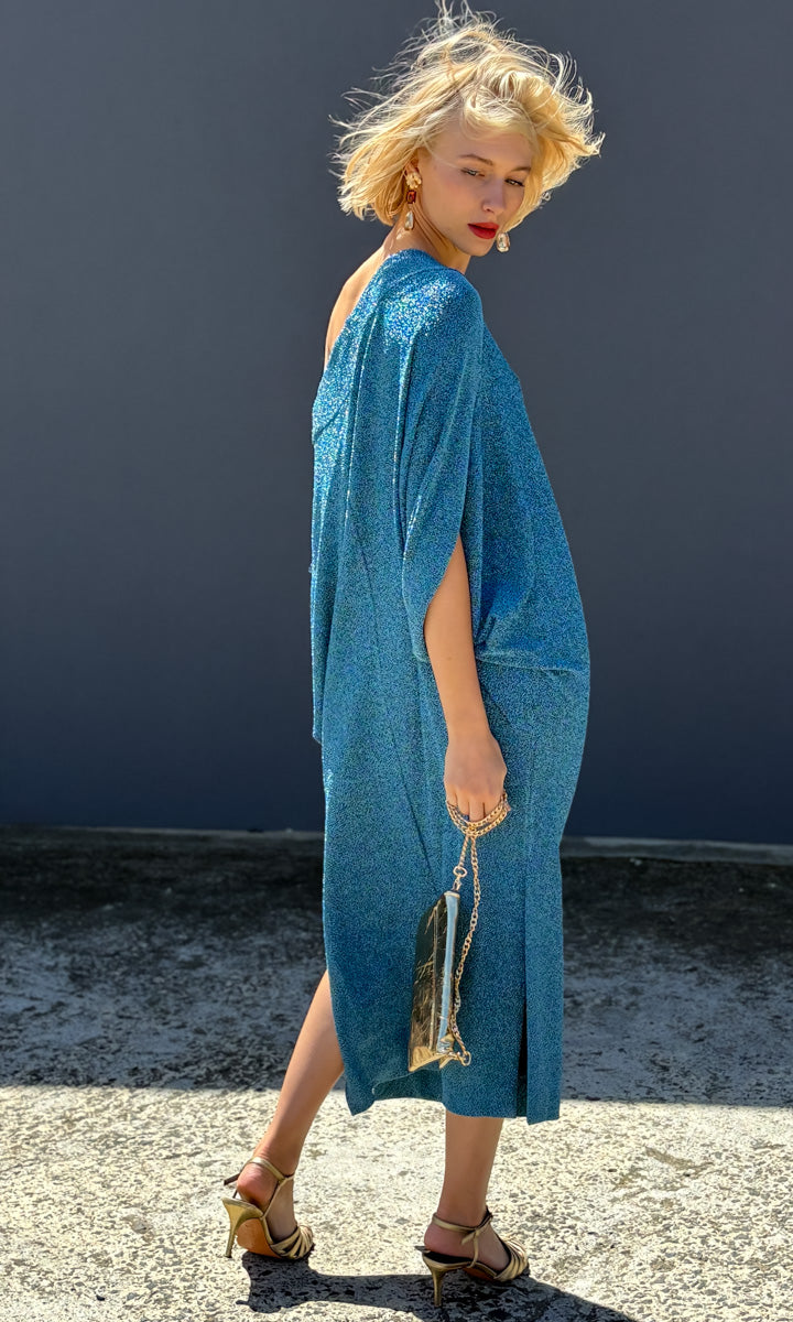 hoss Aramis One Shoulder Dress - Blue Capri