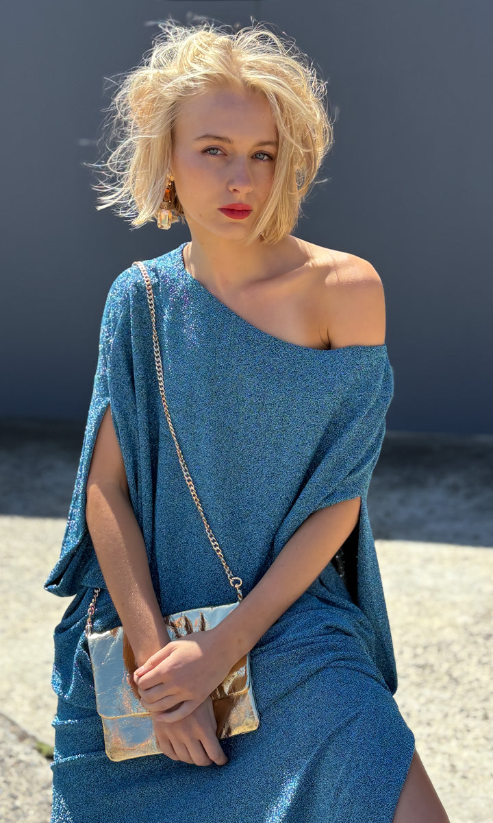 hoss Aramis One Shoulder Dress - Blue Capri