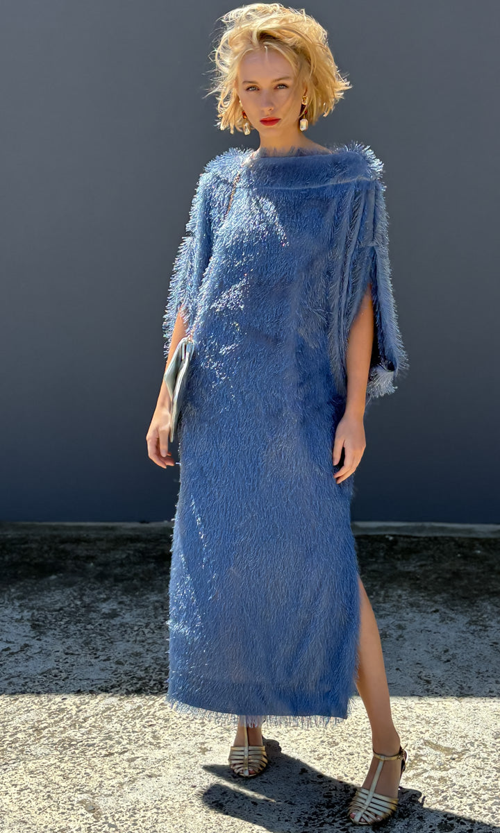 hoss Romulus Dress - Smokey Blue Fringe