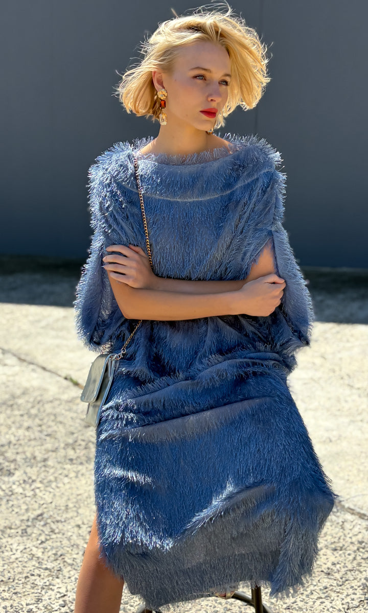 hoss Romulus Dress - Smokey Blue Fringe