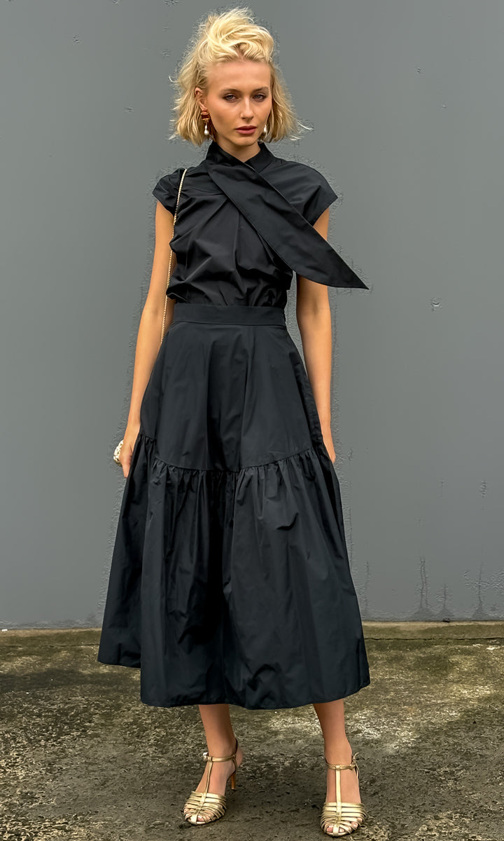 Beatrice b Otto  Black Taffeta Tie Top