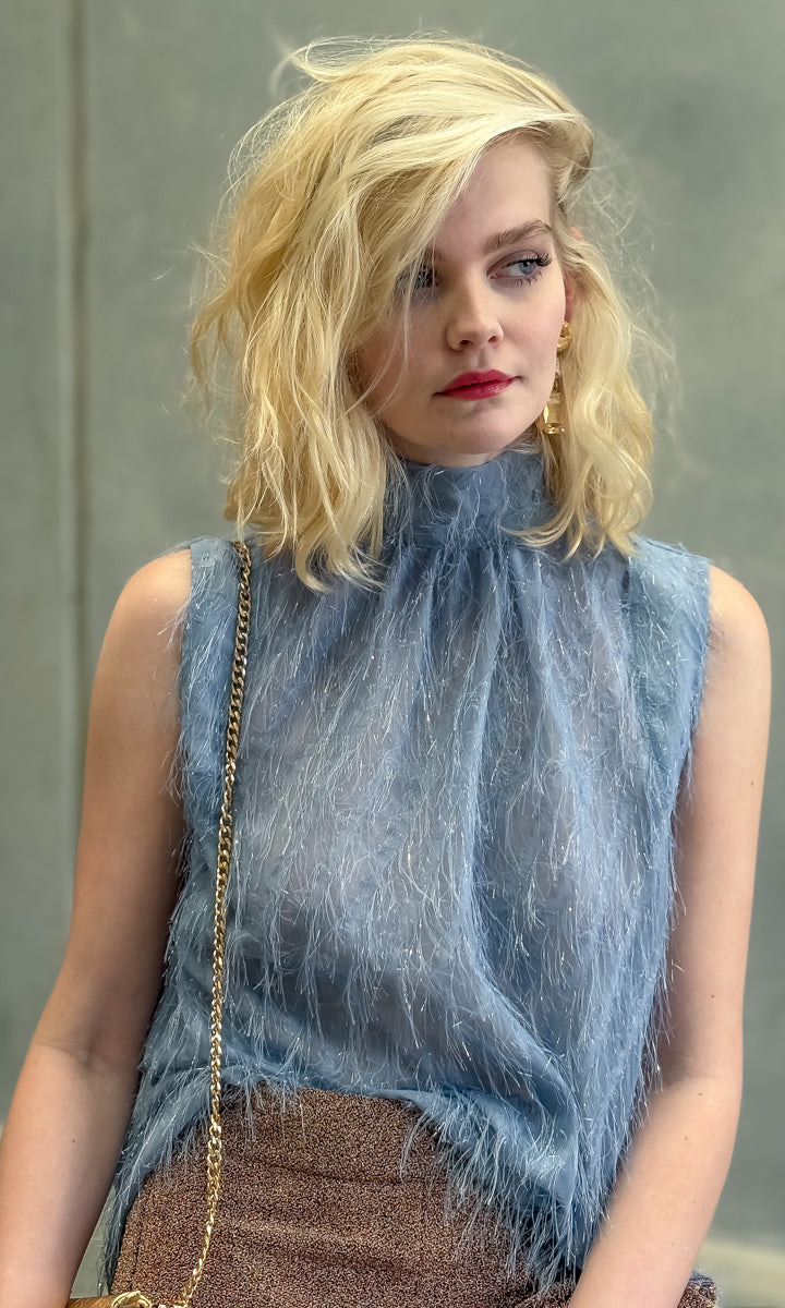hoss Mardi Top - Smokey Blue Fringe