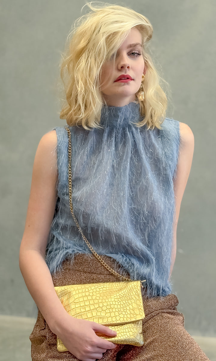 hoss Mardi Top - Smokey Blue Fringe