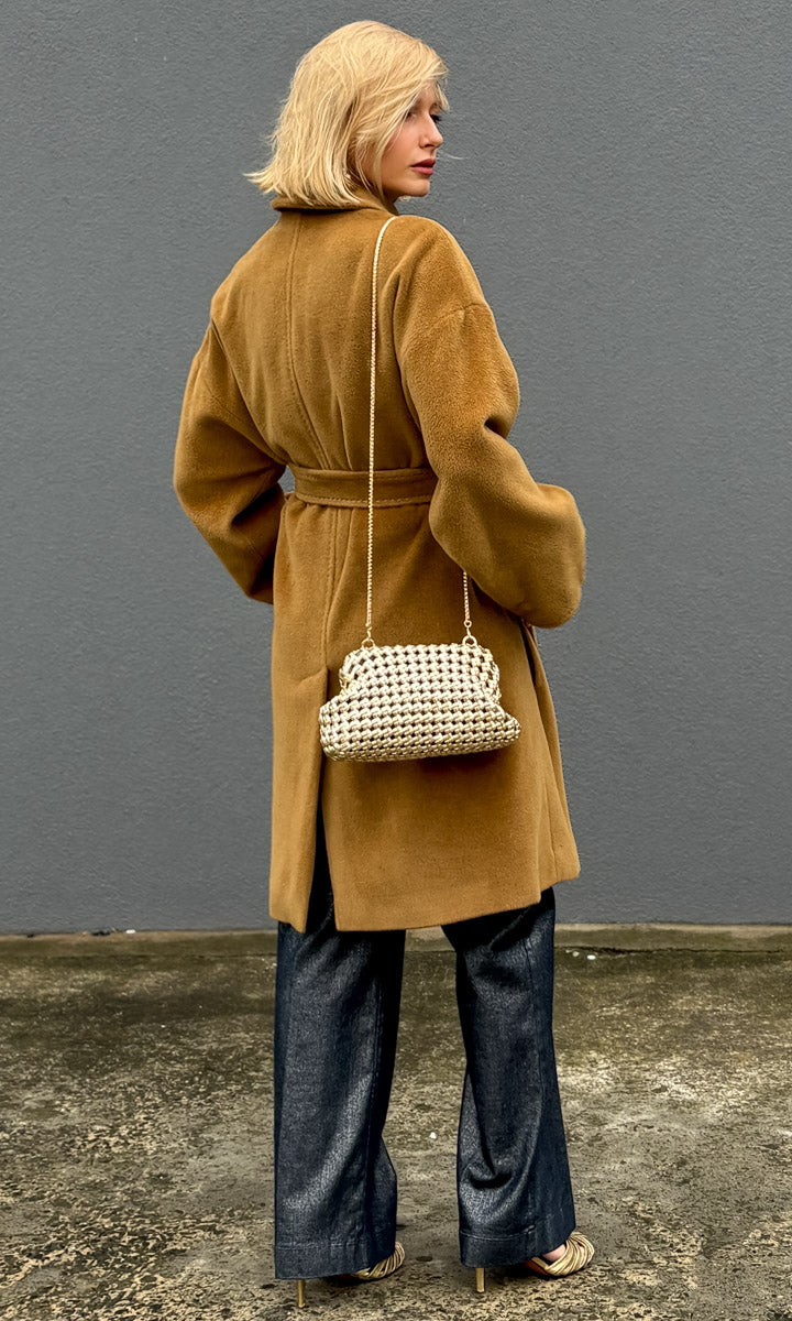 Marella  Virgin Wool Wrap Coat - Camel