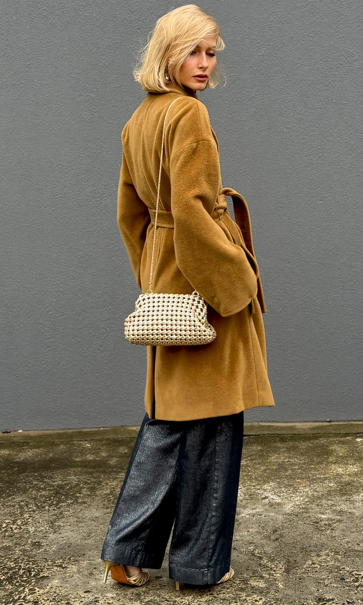 Marella  Virgin Wool Wrap Coat - Camel