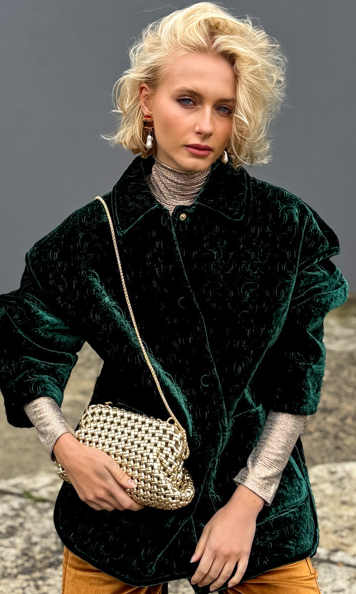 Momoni Botanical Coat - Dark Emerald