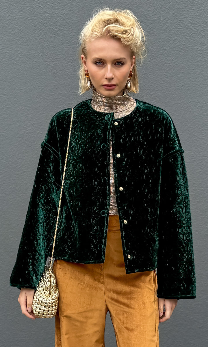 Momoni Cranberry Jacket - Dark Emerald Quilted