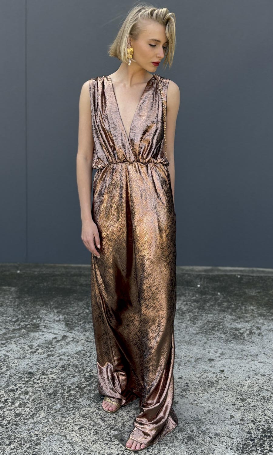 Mes Demoiselles Sambi Dress -  Metallic Copper Velvet