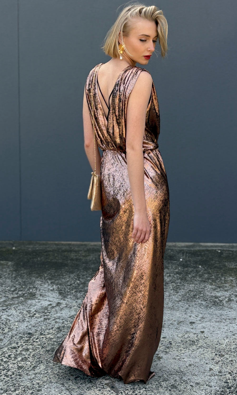 Mes Demoiselles Sambi Dress -  Metallic Copper Velvet