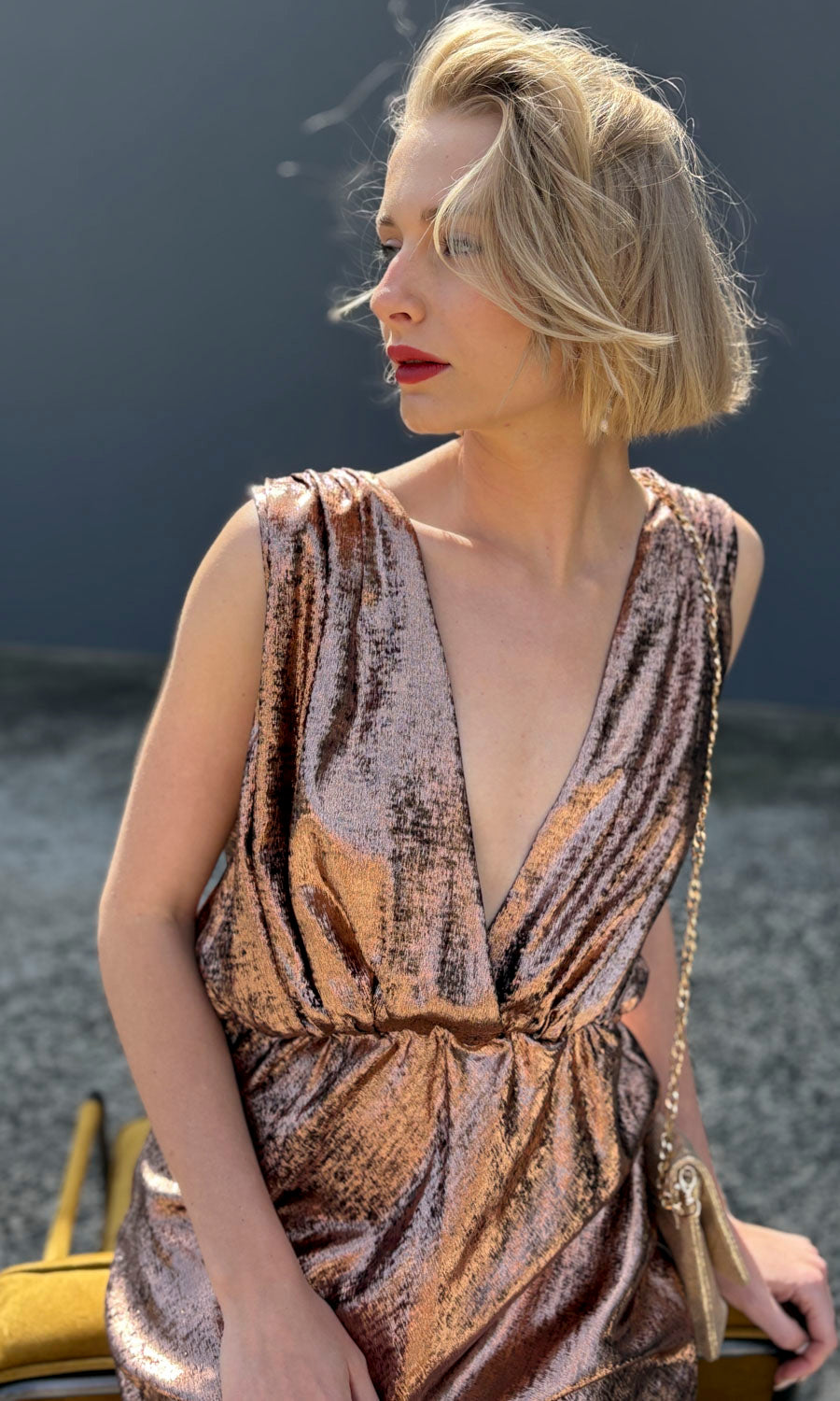 Mes Demoiselles Sambi Dress -  Metallic Copper Velvet