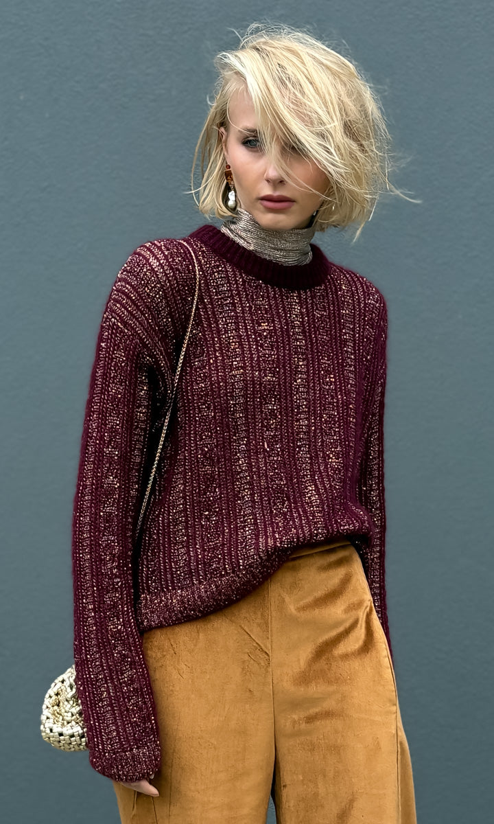 Momoni Thelma Jumper - Burgundy /Gold