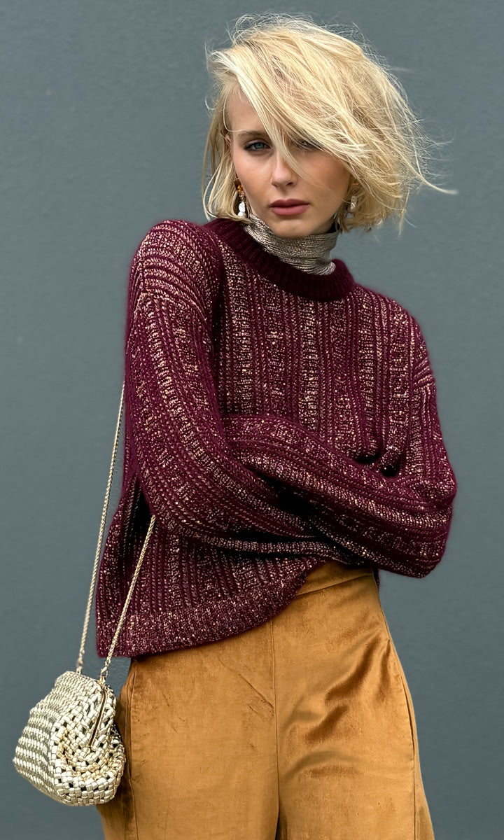 Momoni Thelma Jumper - Burgundy /Gold