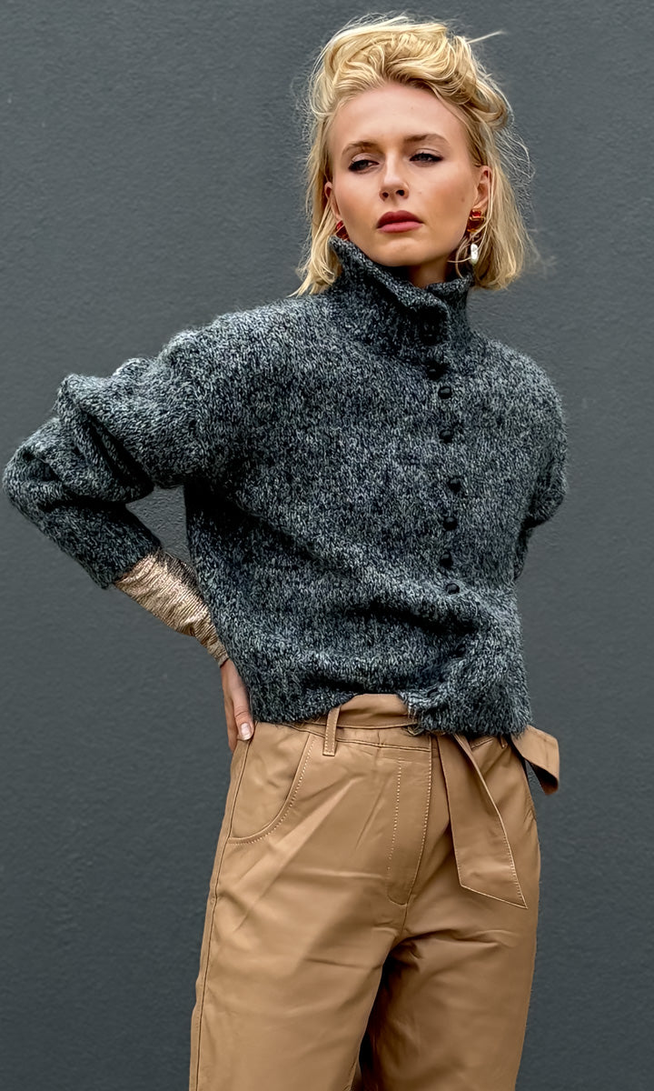 hoss Byron Char Mottle Lambswool Cardigan