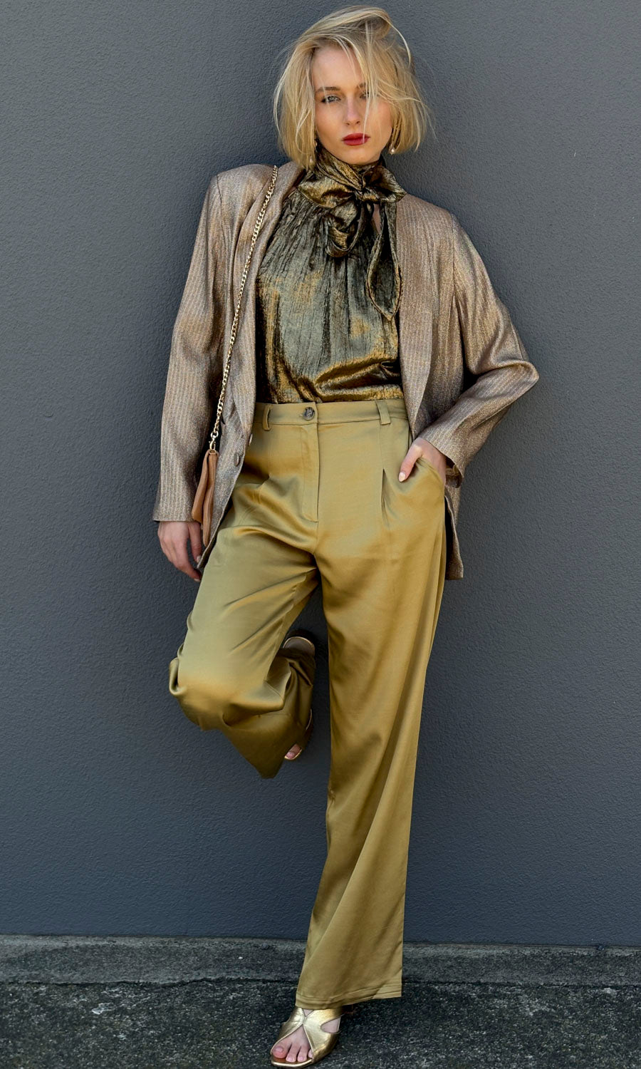 Momoni Bachata Jacket in Lurex Weave - Gold/Silver