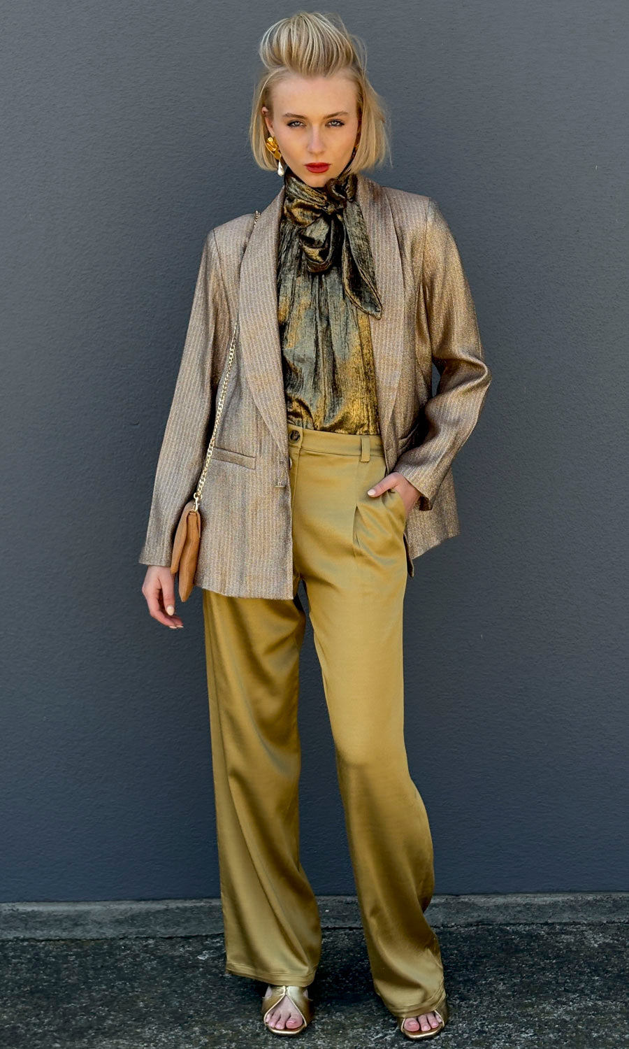 Momoni Bachata Jacket in Lurex Weave - Gold/Silver