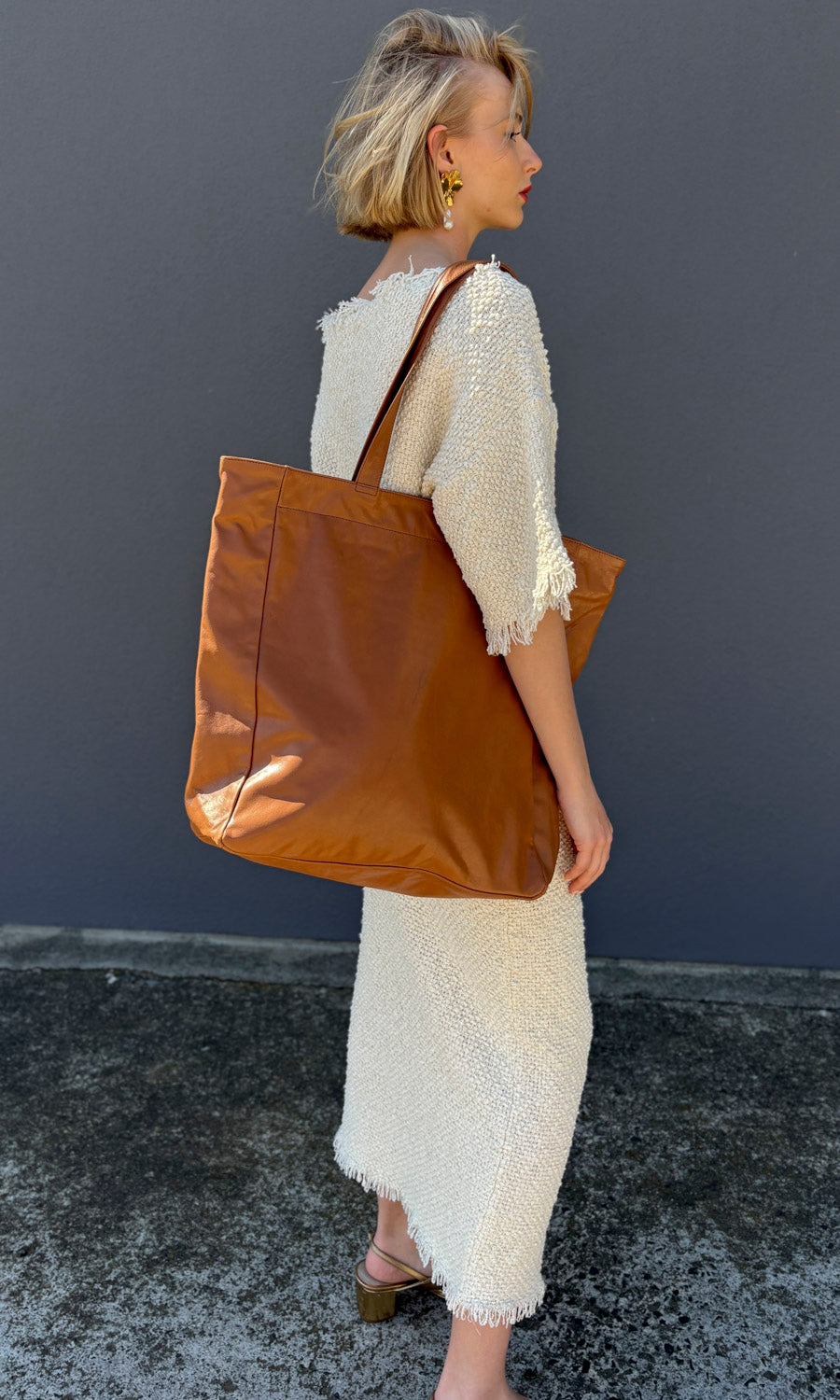 HOSS Leather Parker Tote - Tobacco