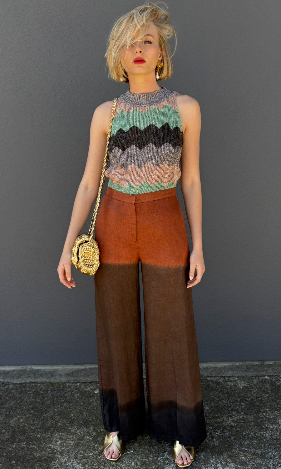 Liviana Conti Magma 3 Tone Linen Trouser