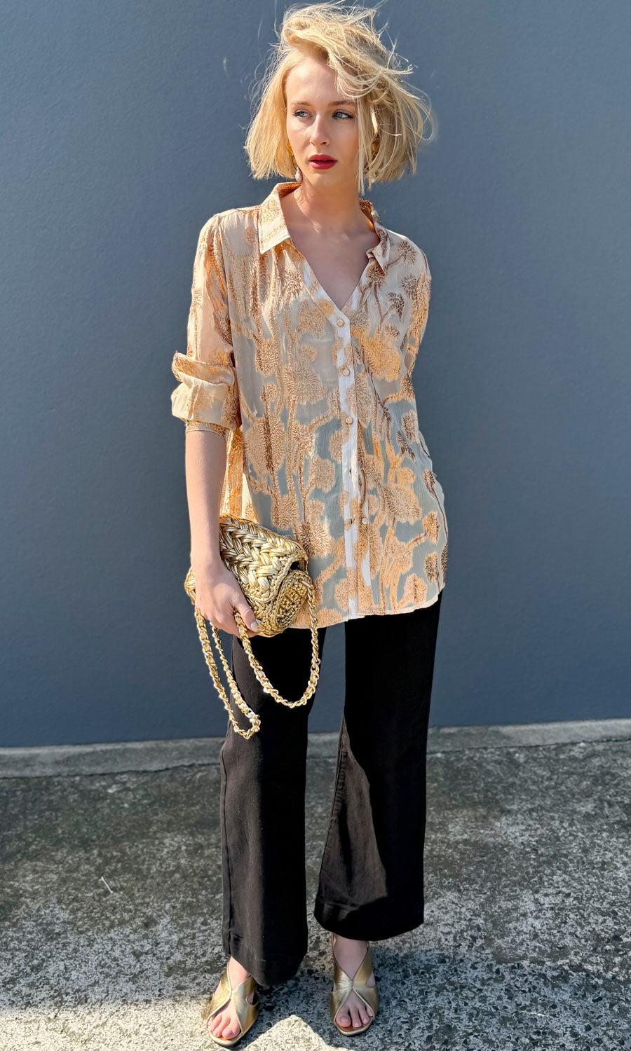 hoss Rebecca Shirt - Caramel Gold Leaf