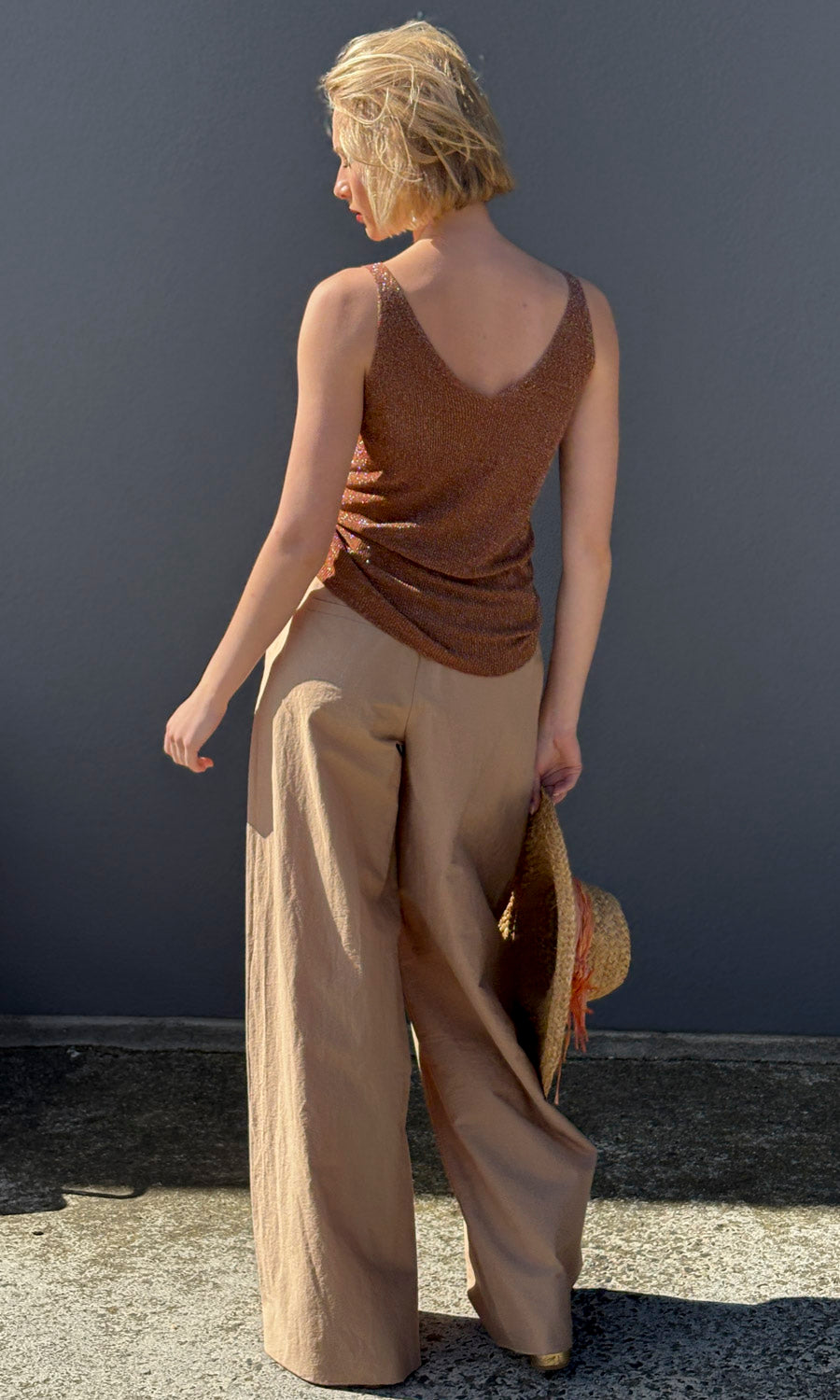 hoss Knitted Lurex Tank - Copper