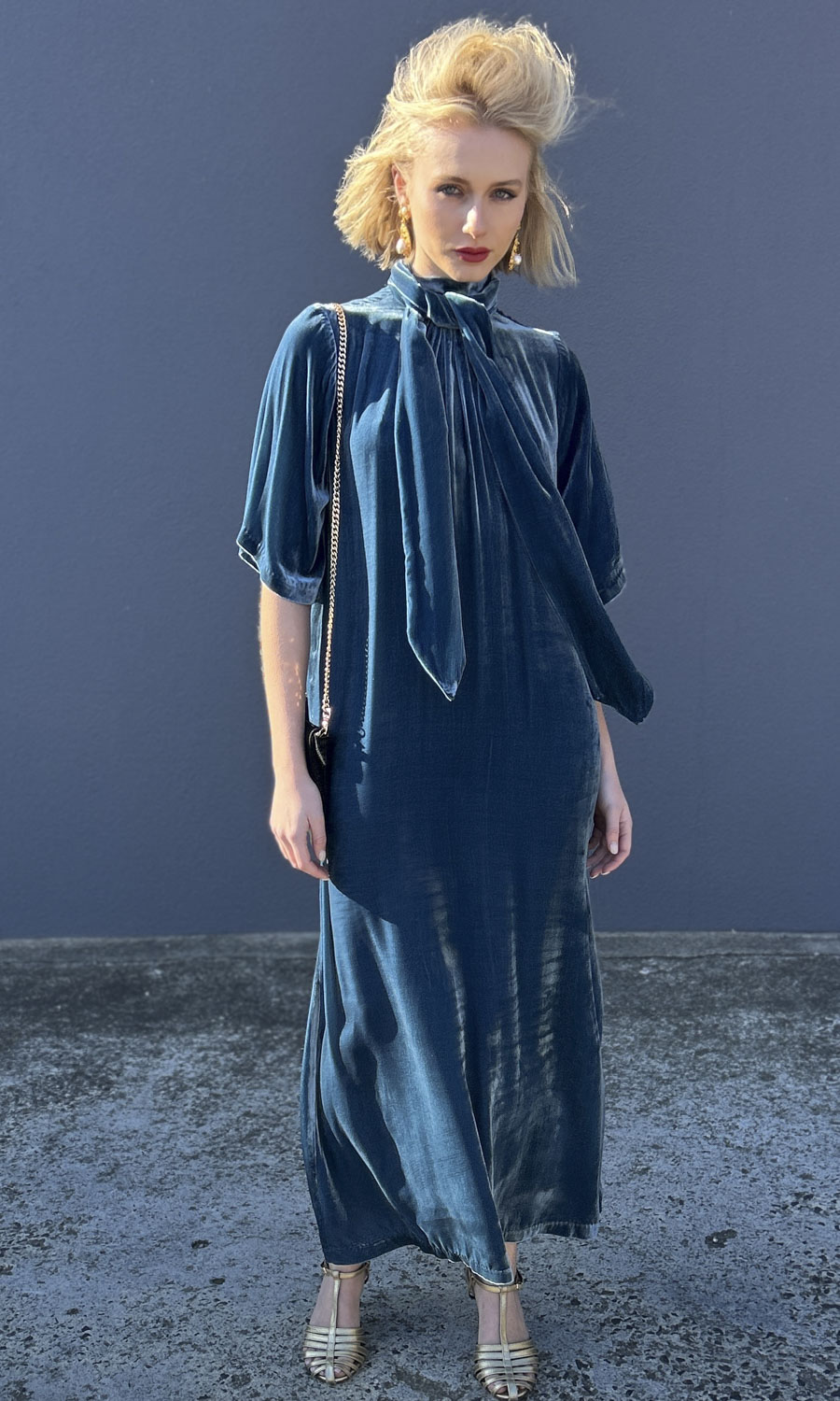 hoss Margot Maxi Dress - Blue Water Silk Velvet 10 hoss Margot Maxi Dress - Blue Water Silk Velvet 10