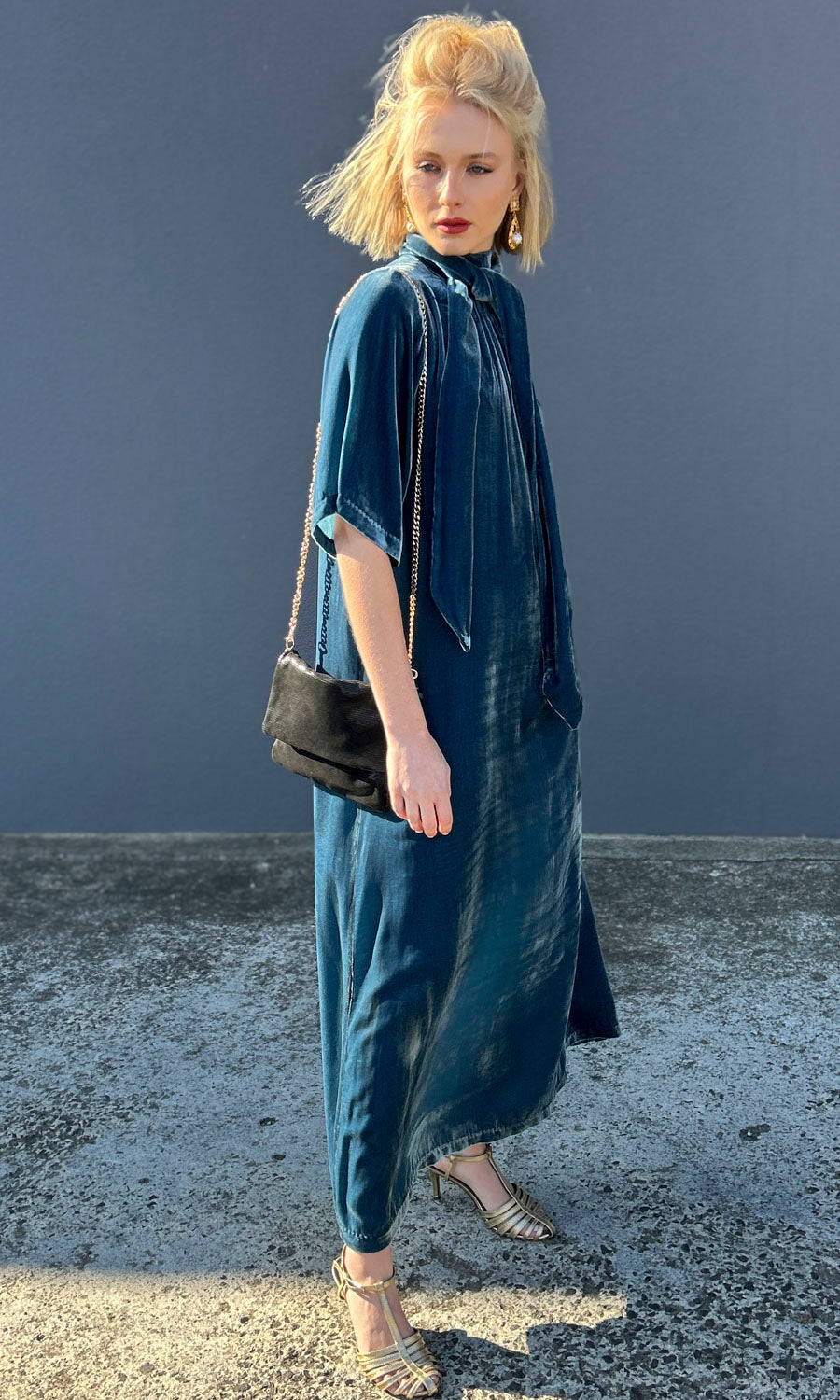 hoss Margot Maxi Dress - Blue Water Silk Velvet 10 hoss Margot Maxi Dress - Blue Water Silk Velvet 10